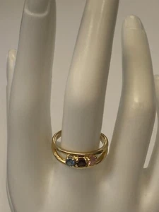 ESTATE 14k yelloW gold MOTHERS DAY ring - FEB - OCT- NOV- LAB CREATED - Picture 1 of 4