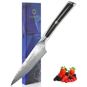 Cuchillo para pelar frutas de 3,5 pulgadas en muy buen estado 10 herramientas de cocina japonesas de acero Damasco - Imagen 1 de 12