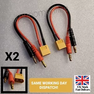 2 Stück XT60 Stecker auf 4,0 mm Bananenstecker 14 AWG Kabel Balance Ladekabel Adapter - Bild 1 von 3