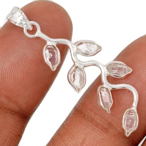 Leaf - Natural Herkimer Diamond - USA 925 Silver Pendant Jewelry CP68867 - Picture 1 of 1