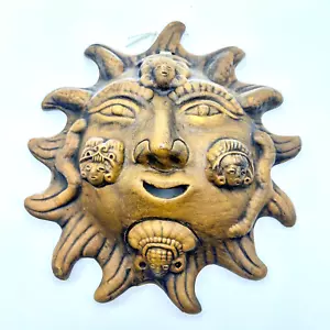 Ceramic Aztec Sun Face Wall Hanging Decor 9" x 10 - Picture 1 of 10