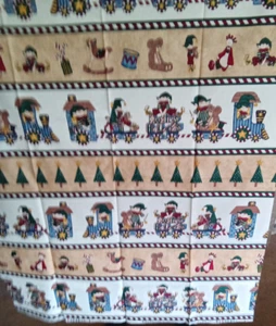 Navidad Santa's Helpers Elves TenderBerry Stitches Algodón Borde Tela 44x37 RARO - Imagen 1 de 4