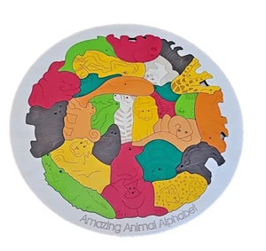George Luck Wooden Puzzle Animal Alphabet Circle Germany Educational toy - Picture 1 of 10