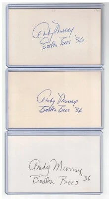 (3) AMBY MURRAY INDEX CARD SIGNED 1936 BOSTON BEES PSA/DNA CERTIFIED 1913-1997 - Image 1 of 2