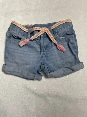 Pantalones Cortos Denim The Children’s Place Girl Con Cinturón de Cuerda Rosa y Amarillo Talla 2T Foto 1 de 2