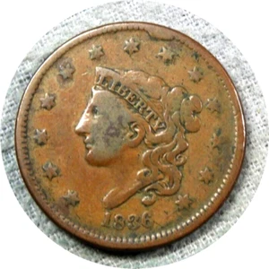 elf Coronet Large Cent 1836 Texian Revolution Siege of the Alamo San Jacinto - Picture 1 of 2