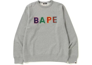 BAPE A Bathing Ape Lettered Wide Crewneck Sweatshirt Size S - Picture 1 of 9