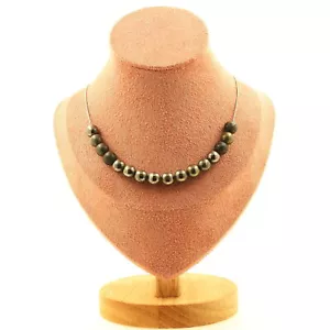 Halskette 15 Perlen Pyrit Spanien 8 Mm. Kette aus Edelstahl Halskette Fem - Bild 1 von 6