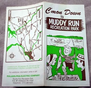 Vintage Mid Century MUDDY RUN FREIZEITPARK Lancaster, PA Touristenprospekt - Bild 1 von 2