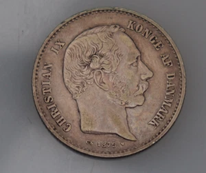 Denmark 1875 CS Krone Silver Coin Christian IX - Picture 1 of 4