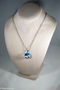 Cloudy Blue Sky Resin Sphere Necklace Pendant White Clouds - Picture 1 of 6