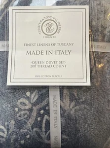 Tessitura Toscana Telerie~QUEEN Duvet Set~100% Cotton Percale~Floral~Italy~ - Picture 1 of 9