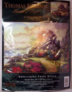 Thomas Kinkade #50994 Kit Punto de Cruz Adornado Nuevo Día Amanecer 16" x 12" - Imagen 1 de 2