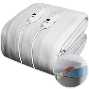 Electric Blanket Double Heated Blanket 3 Heat Settings Washable Dual Control - Picture 1 of 8
