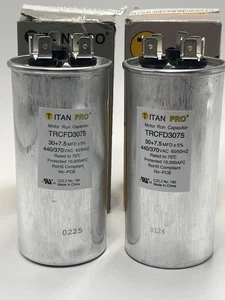 2-TitanPro TRCFD3075 Condensatori HVAC rotondi doppio motore di funzionamento 30/7,5 MFD/UF440/370 - Foto 1 di 4