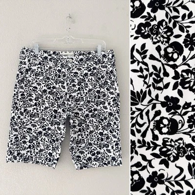 Denim & Supply Skull Jorts Jean Shorts 32 White Black Floral 100% Cotton Casual - Image 1 of 4