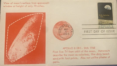 APOLLO 6-SPACE FDC:  EARTH VIEW FROM LUNAR ORBIT #1371 LIVE TV CACHET MAY 5 1969 - Image 1 of 4