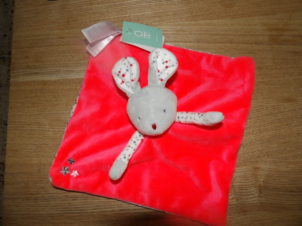 DOUDOU PLAT OBAIBI SOURIS GRISE ROUGE ETOILE NEUF ETIQUETE - Photo 1/1