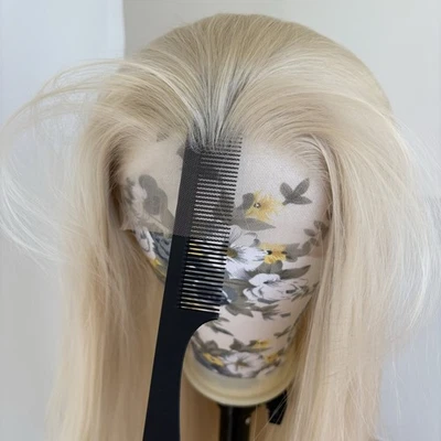 Women T Lace Front Wig Platinum blonde Synthetic Hair Long Straight Natural - Image 1 of 4