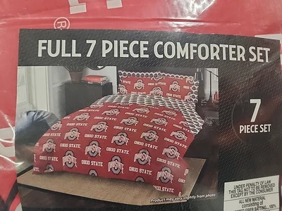 7pc Ohio State Buckeyes Full-Size Comforter Sheet Officially Licensed NWT - Image 1 of 2