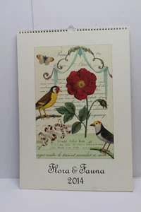 Cavallini & Co "Flora & Fauna" 2014 Wandkalender rahmbare Kunst groß 19"x 13,5" - Bild 1 von 5
