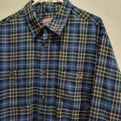 Craftsman Mens Blue Plaid Flannel Shirt Work Casual Outdoors Long Sleeve 2XL  - Image 1 of 4