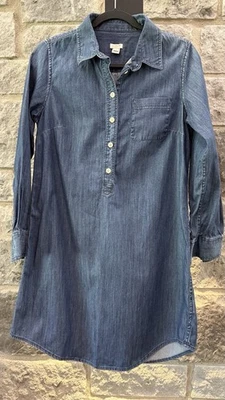 J. Vestido Crew Denim Cambray | 100% Algodón Largo Medio Mujer’s S Foto 1 de 4