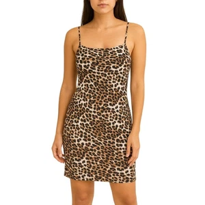 NWT Vero Moda Tan Leopard  Print Spaghetti Strap Mini Cocktail Dress Size XL - Picture 1 of 8