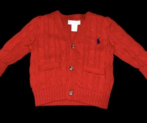 Ralph Lauren Bebé Niño Cárdigan Tejido Suéter con Logo 6 MN Navidad - Imagen 1 de 4