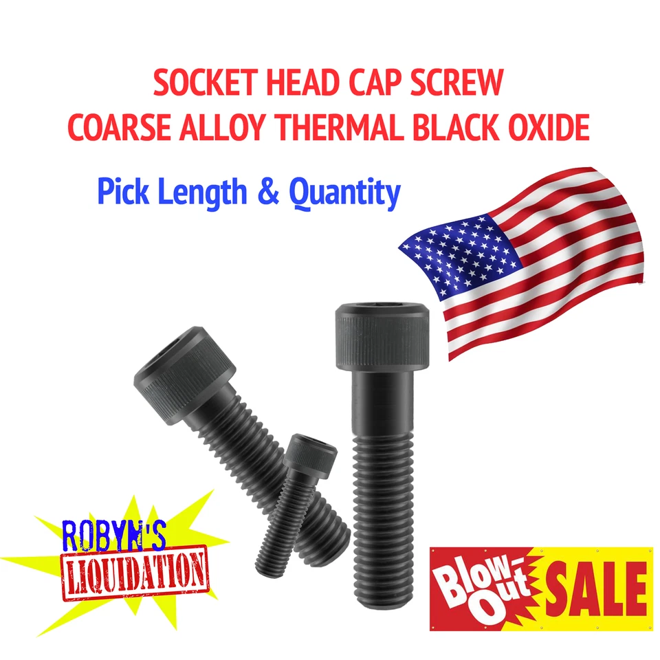 KG USA 2 - 56 SOCKET HEAD CAP SCREW COARSE ALLOY THERMAL BLACK OXIDE (ALL SIZES)