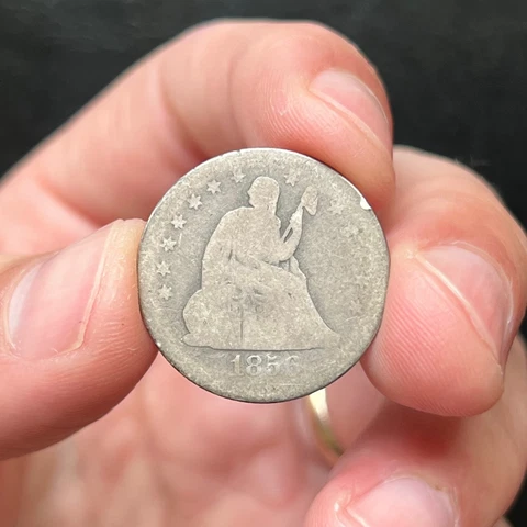1856 25C Seated Liberty Silver Quarter Dollar Pre Civil War Era Cover