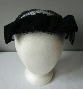 Vintage Boston Store Milwaukee schwarz Samt Netz Heiligenschein Ring Hut mit Schleife - Bild 1 von 6