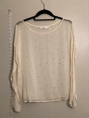 Blusa Bailey44 100 % seda - transparente con lentejuelas - hueso - L Foto 1 de 4