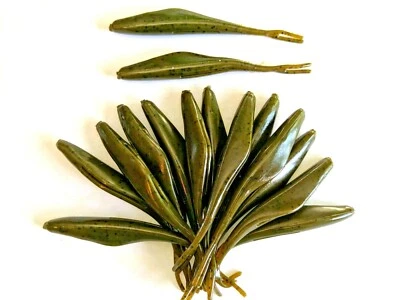 DOLITTLE&FISHMORE 4'' JERK MINNOW( FLUKES)-GREEN PUMPKIN -BASS-WALLEYE-CHOOSE PACKAGE SIZE