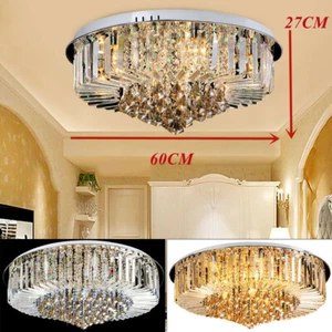 Lampada da soffitto di lusso 9 luci E14 lampada a sospensione LED cristallo lampadario ?60 cm - Foto 1 di 14