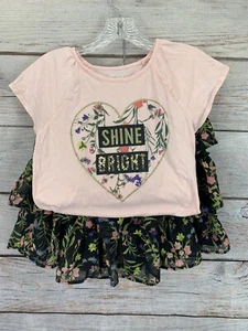 The Children's Place Ruffle Floral Skirt & Matching Shine Bright Pink Shirt XL14 - Picture 1 of 8