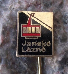 Antique Czech Janske Lazne Spa Resort Mountain Cable Car Cabin Pin Badge - Picture 1 of 3