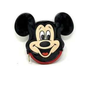 Vintage Walt Disney World Mickey Mouse Coin Change Purse Pouch Squeaker Black - Picture 1 of 6