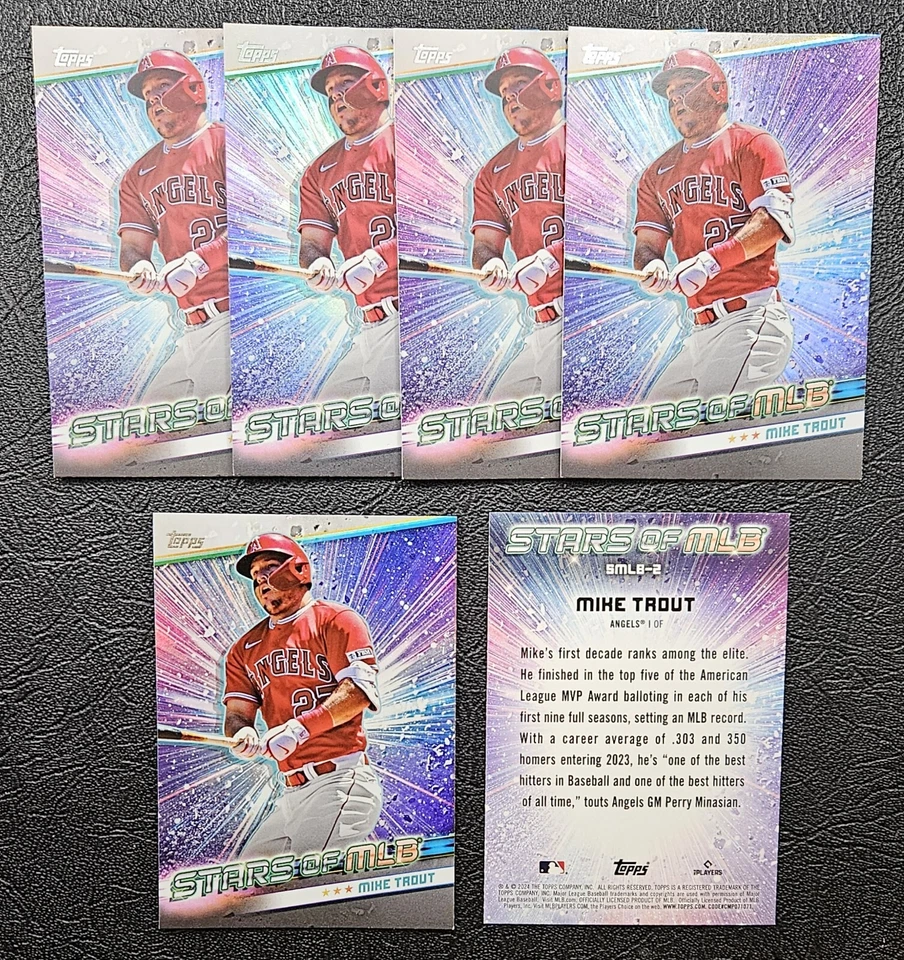 2024 Topps Series 1 Mike Trout #SMLB-2 6 Card Lot - Angels - Image 1 of 3