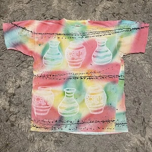 Vintage 90s EZL Aztec Southwest Art All Over Print Shirt Single Stitch Made USA - Picture 1 of 4