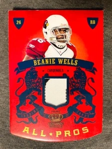 Camiseta deportiva Panini Crown Royale Beanie Wells 2010 usada parche reliquia/50 rara - Imagen 1 de 2