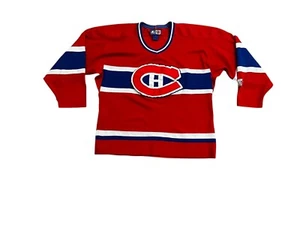 Maglia Montreal Canadiens NHL Starter rossa blu vintage anni 90 hockey taglia grande 24 x 26,5 - Foto 1 di 5