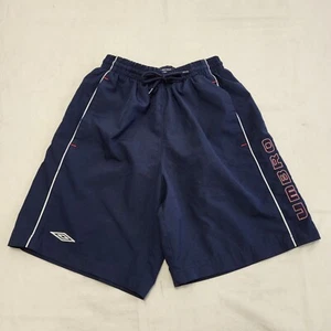 VV153 MENS UMBRO NAVY BLUE DRAWSTRING SPORT MESH LINED SHORTS UK S W30 - Picture 1 of 3