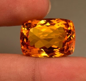 26.40 Ct Natural Orange Yellow Citrine Certified Cushion Cut Loose Gemstone - Picture 1 of 5