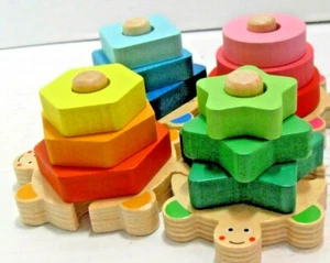 Stacking Toy Shapes Animals Colorful Early Education Homeschool Toddler Learning - Picture 1 of 4