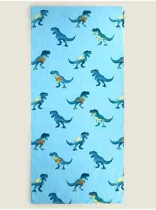 Blue Dino Printed Cotton Towel Blue • 100% cotton • 152 x 71 cm Brand New - Picture 1 of 3