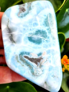 Larimar Delfin poliert Platte Edelstein Dominikanische Republik echt 128g AAB - Bild 1 von 24