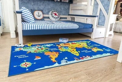 3'3"x6'6" World Map HD World Continent Map Educational for Kids Area Rug 756 - Image 1 of 4