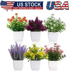 6pcs Artificial Pot Flowers Small Fake Plants with Pot Mini Potted Plants - Picture 1 of 8
