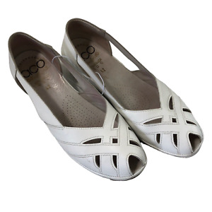 Worishofer ACO Peep Toe Comfort Slip On Shoes Size 42 EU 10 US White Womens